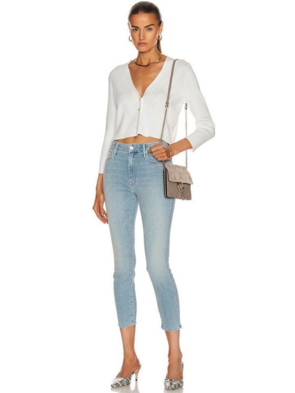 MOTHER The Looker Crop Swimming Pool Sunday Cropped Ankle Stretch Jeans